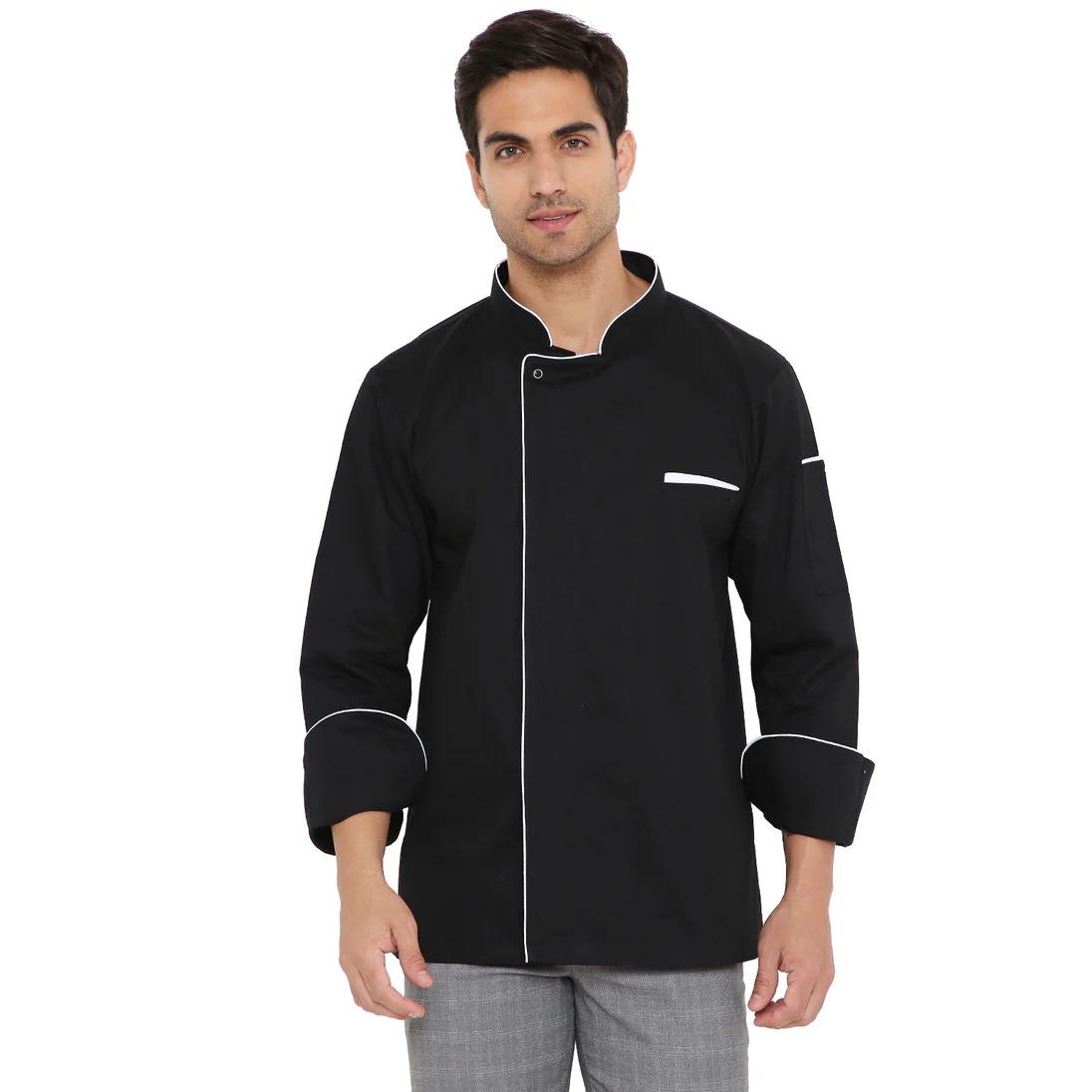 Áo đầu bếp cao cấp tay dài (Đen/Trắng)