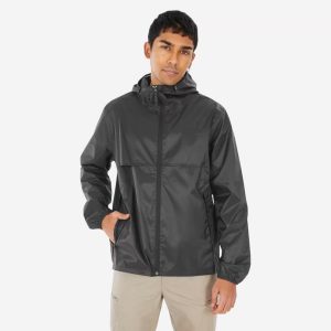 Áo khoác leo núi chống gió và chống nước dành cho nam Raincut Full Zip - Đen