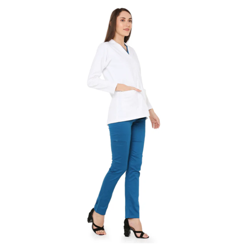 Áo khoác bác sĩ/áo khoác phòng thí nghiệm tay dài cao cấp dành cho nữ.