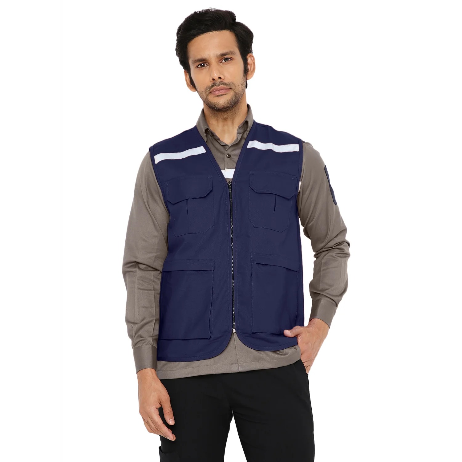 Áo khoác bảo hộ chất lượng cao với dải phản quang – Màu xanh hải quân